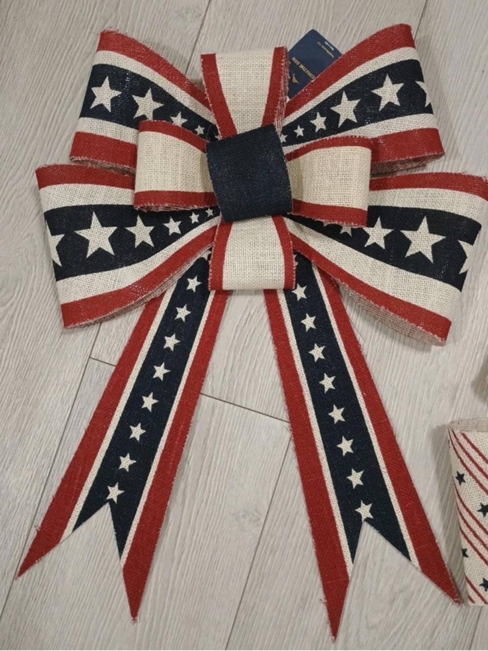 Tommy Bahama Patriotic Burlap Bow Door Decor 4th of July Wreath NWT